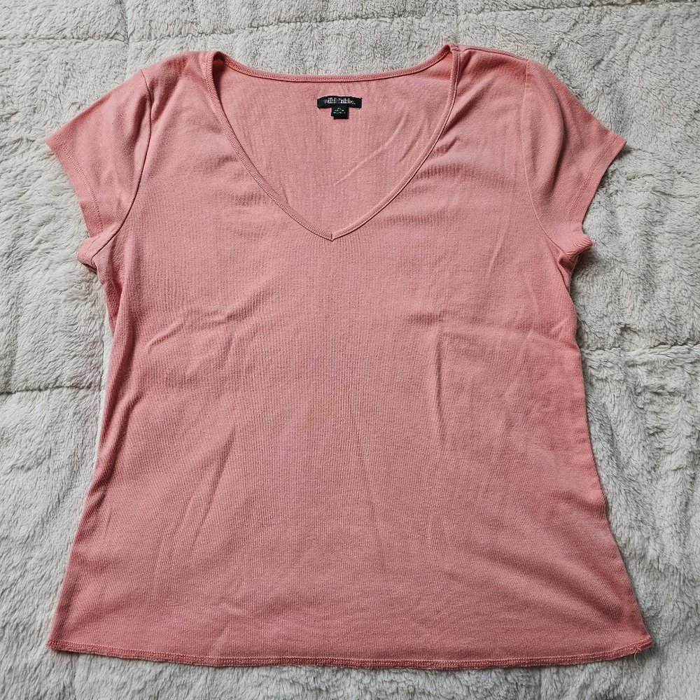 Wild Fable Pink Short Sleeve Fitted V Neck XL